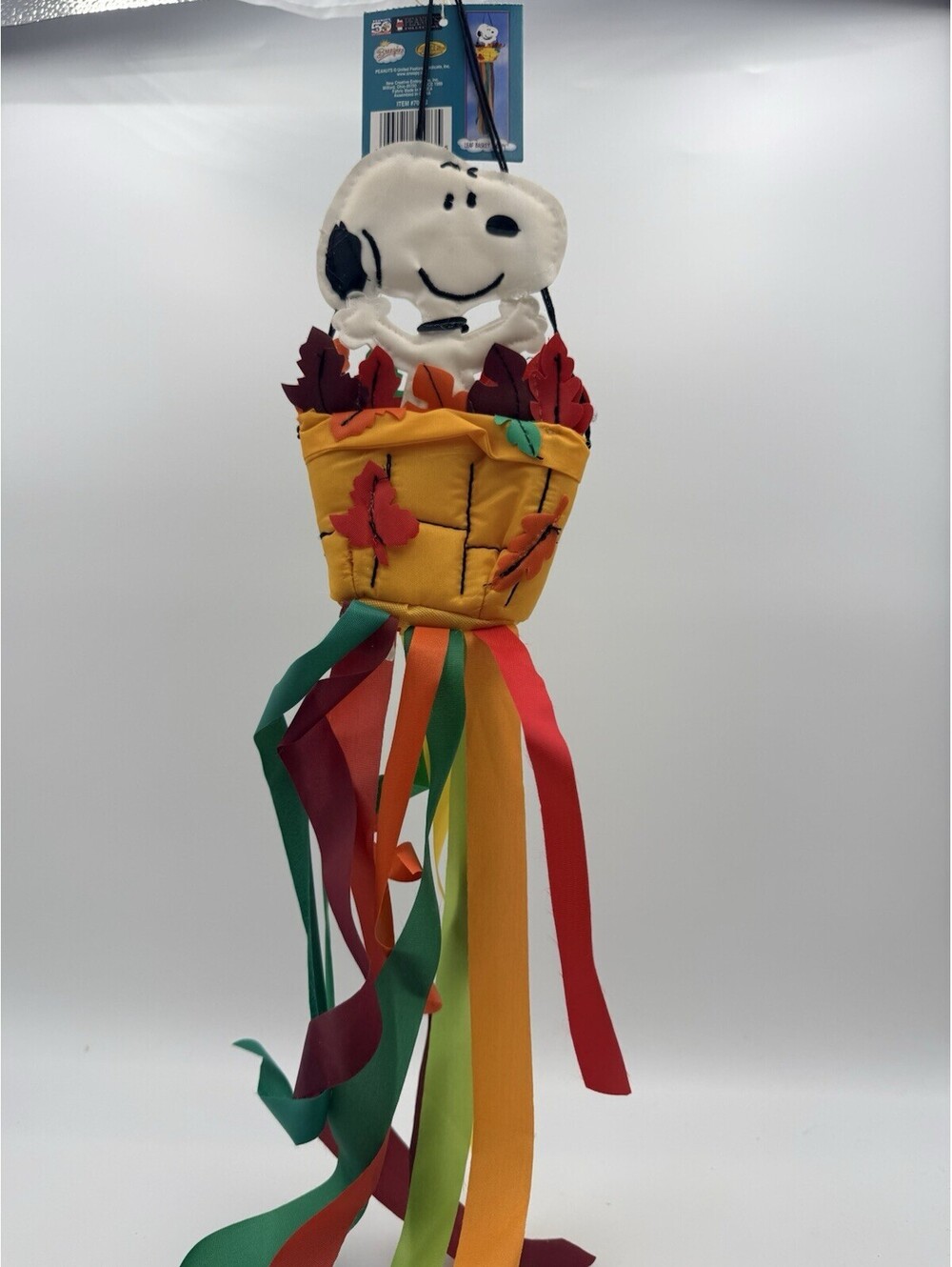 VTG Snoopy Peanuts Leaf Basket Fall Ribbon Hanging Deco
